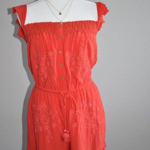 NEW AE Embroidered Front Button Romper Sz M
